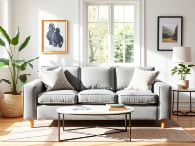 Grey 3-seater fabric sofa for sale in Antigua & Barbuda